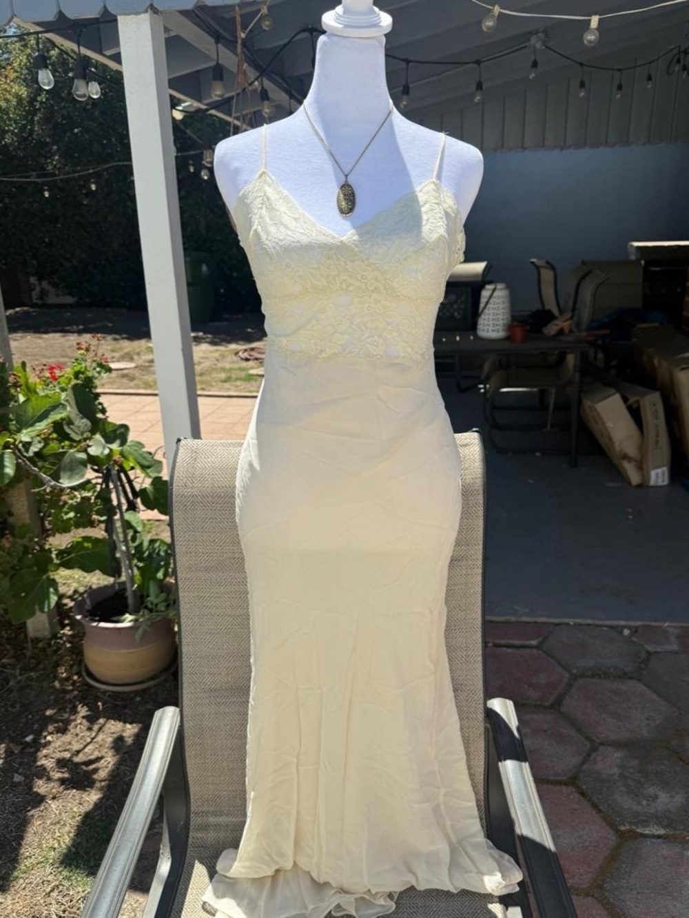 Claire's Cream Lace Strapless Slip Dress